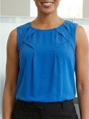 Worthington Royal Blue Pleated Sleeveless Blouse Shell Top Office Career Medium